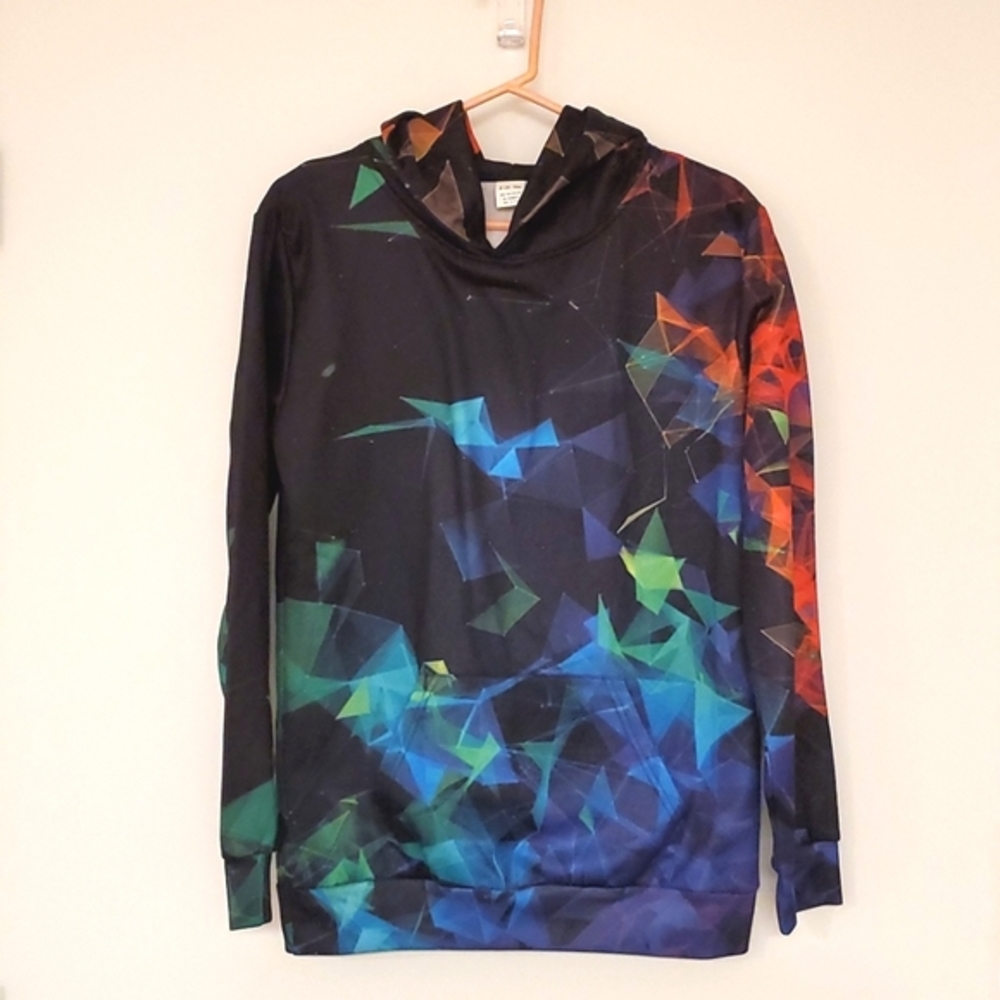 Multicolored prism geometric design hoodie Sm/Med outerspace Abstract Print